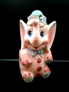 Vintage RB Japan rosa & blau Elefant Übertopf blaue Blume bezaubernd 7" hoch - Bild 1 von 8