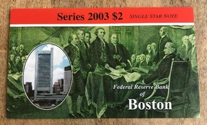 BOSTON ~ SERIES 2003 $2 SINGLE STAR NOTE ~ LOW SERIAL NUMBER ~ FRB PACKAGING - Picture 1 of 7