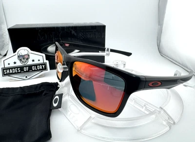 OAKLEY HOLSTON GAFAS DE SOL POLARIZADAS NEGRAS PULIDAS CON ROJO RECAMBIO OO9334 NUEVAS Foto 1 de 4
