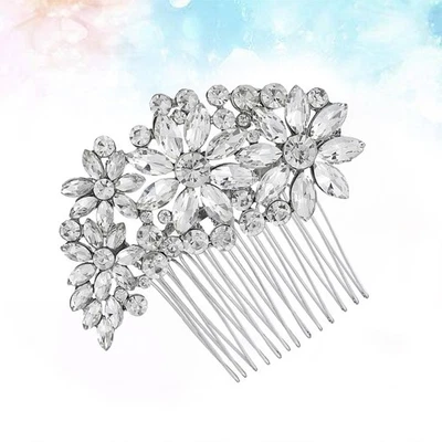  Argento lussuoso pettine per lega di cristallo copricapo strass accessori per - Immagine 1 di 4