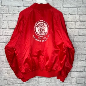 Vintage Auburn Sportswear Nylon Red Jacket XL American Legion Maderia Beach FL - Picture 1 of 5