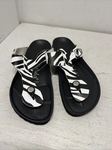 NWT Betula by Birkenstock Gizeh ZEBRA Black White EVA Sandals Thongs Sz 7L/M5 - Picture 1 of 9