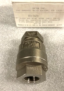 DFT  8317A20 1/2" Class 300 Stainless Steel Check Valve NEW - Picture 1 of 9