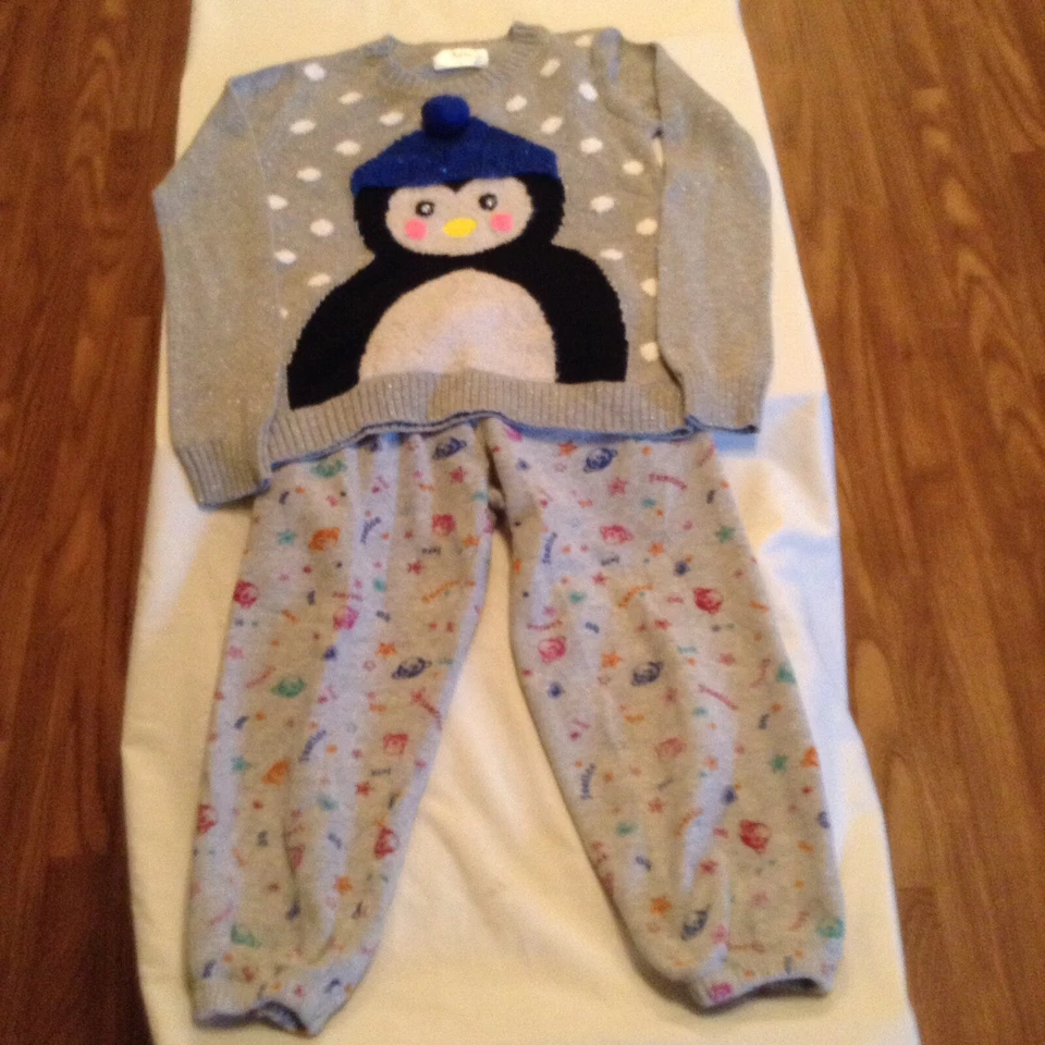 Conjunto Pantalones Justicia Navidad Talla 8 Suéter Pantalones Sudadera Conjunto 2 Piezas Plata Foto 1 de 4