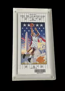 2001 NBA ALL STAR GAME FULL TICKET IVERSON MVP KOBE SHAQ PAYTON VIP SEC LUCITE - Picture 1 of 2