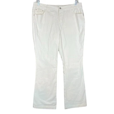 Liz Claiborne Corduroy Bootcut Pants Women’s 16 White Flap Pockets Stretch - Image 1 of 4