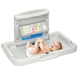 Commercial Baby Changing Station Wall Mounted Changing Table with Safety Strap - Picture 1 of 5