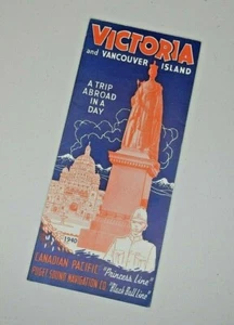 FINE 1940 CANADIAN PACIFIC VICTORIA & VANCOUVER ISLAND FERRIES & TIME TABLES - Picture 1 of 5