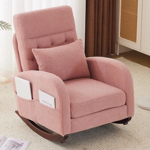 Rocking Accent Chair Glider Reading Chair Comfy Teddy Velvet Upholstered Single - Picture 1 of 19