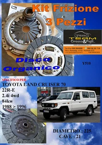 Kit Frizione 3 Pezzi TOYOTA LAND CRUISER j70 1988>1996 / 2.4i 84kw / 22R-E Y510 - Foto 1 di 1