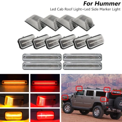 14x Clear Front Rear LED Roof Cab + Side Marker Lights Set For Hummer H2 2003-09 - Image 1 of 4