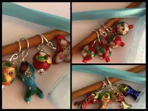 Knitterbabe Cloisonne Bead Stitch Markers x 4/set. Up to 5.0mm needles - Picture 1 of 4