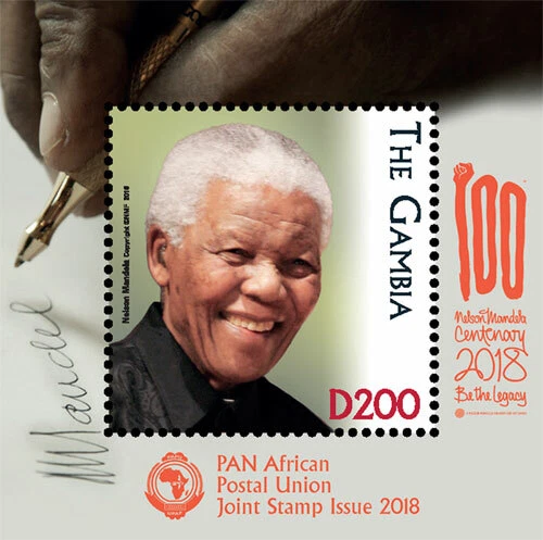 Gambia 2018 - Nelson Mandela Centenary, PAPU Joint Issue - Souvenir Sheet - MNH - Image 1 of 1