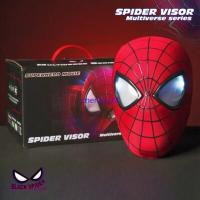 1PC Peter Parker Spiderman 3D Mask 1:1 Wearable Blinking Eyes Red Remote Control - Image 1 of 4