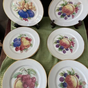 7 Rosenthal Bahnhof Selb AIDA Fruit Center Gold Border Decorative Plates Germany - Picture 1 of 12