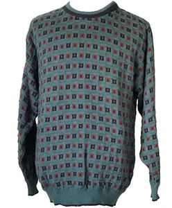 Vintage Sage Green & Red Sweater Jumper by John Weitz Made in the USA Size Large - Picture 1 of 10