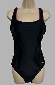 Speedo Womens Swimsuit One 1 Piece Black Pink Trim Size 14 Style 7228750