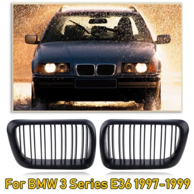 Parrilla de parachoques delantera negra mate para BMW Serie 3 E36 318I 328I 323I 1996-99 Foto 1 de 4