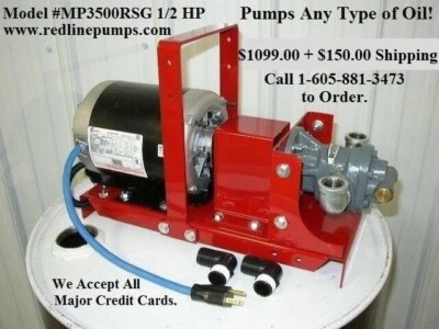 Nueva bomba de transferencia de aceite residual/aceite a granel Redline 1/2 HP, para calentador, quemadores, horno Foto 1 de 4