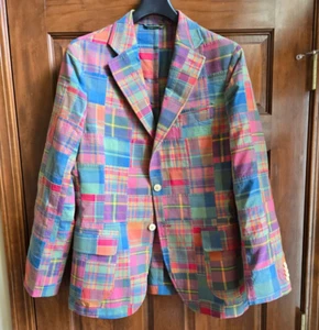 Abrigo deportivo J. McLaughlin McCown retazos azul/naranja/coral multicolor nuevo con etiquetas - Imagen 1 de 48