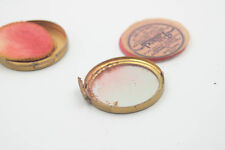 ANTIQUE COSMETIC Pilliod Art Box Co with ORIGINAL ROUGE BLUSH COMPACT PUFF 1.5"