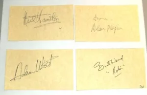 Autographed Adam West Burt Ward Neil Hamilton Alan Napier Printed Card RP Batman - Picture 1 of 3