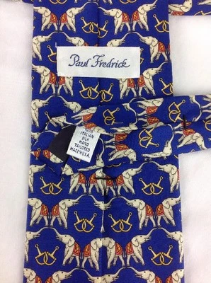 Gravata masculina Paul Fredrick 100% seda elefante azul animal padrão republicano - Imagem 1 de 4