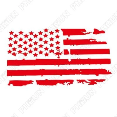 Universal Red Distressed USA Flag Hood Truck Window Sticker For Jeep Wrangler - Image 1 of 4