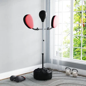 Soozier 3-in-1 Boxing Bag with Stand, Speed Bag with 2 Target Arms, Black - Picture 1 of 11