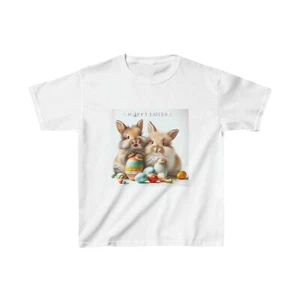 Kids Easter Tshirt, cute bunnies, US Cotton Easter T-shirt, Tee - Picture 1 of 21