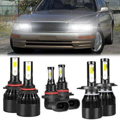 For Lexus LS400 1995-1997 - 6X LED Headlight Bulbs High Low Beam + Fog Light C9B - Image 1 of 4