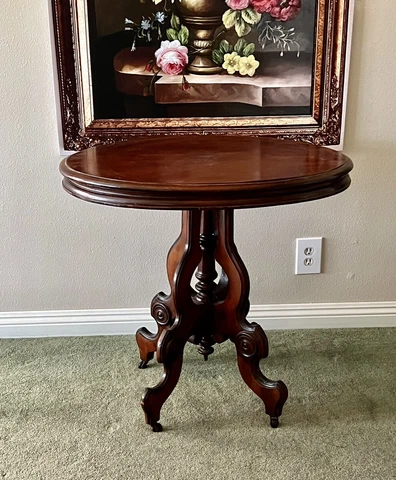 Antique Victorian Oval Wood Parlor Table Cover