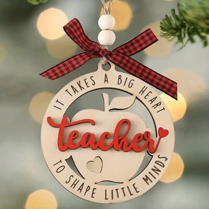 Teachers 2 layer Wooden Ornament - Unique Back to School Season Decoration Xmas - Picture 1 of 8