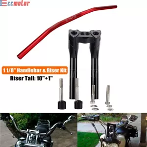 Elevador retroceso manillar estilo club de 1-1/8" 10" 11" de alto para Harley Dyna Softail - Imagen 1 de 12
