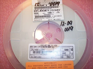 QTY (4995) 100K Ohm 1/10W 5% 0805 SMD CHIP RESISTORS ERJ6GEYJ104V PANASONIC - Picture 1 of 3
