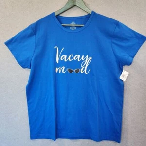 NWT Vacay Mood T-shirt Womens Blue Sunglasses 2XL Short Sleeve Vacation Relax - Picture 1 of 7