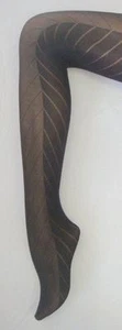 BLACK TIGHTS OPAQUE PATTERNED HERRINGBONE TWO TONE QUALITY NEW MUSIC LEGS 680 - Picture 1 of 1