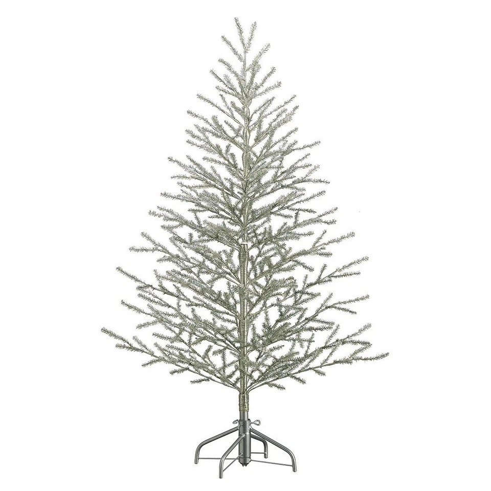Árbol de Navidad de oropel 5'Hx40 D sobre soporte de metal plata antigua (5') decoración Foto 1 de 1