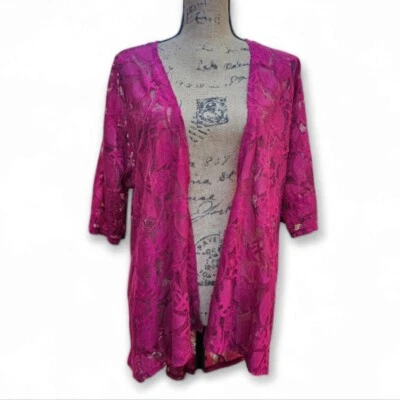 Kimono LuLaRoe Lindsay encaje borgoña, talla S Foto 1 de 4