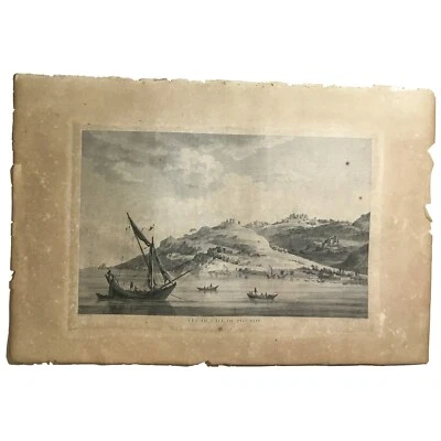 Rare Book Plate, Seascape, Boats, Greece, The Island of Pathmos, Paris 1782 - Image 1 of 4