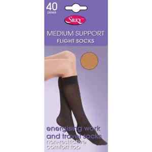 Silky Ladies Medium Support Flight Socks 40 Denier Knee High One Size 5 Colours