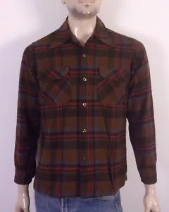 vintage Pendleton USA Made 100% Wool Flannel Board Shirt Loop Collar SZ M - Picture 1 of 8