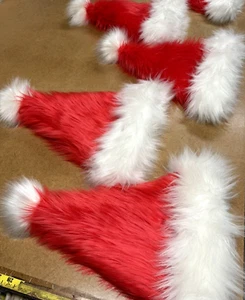 Santa Hat Red White Fur Luxury Cute Party Hat 9" x 15" Adult Christmas Hat - Picture 1 of 5