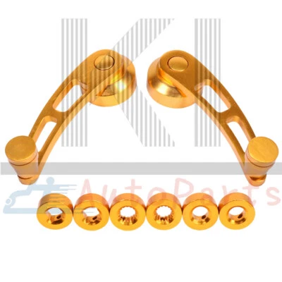 Par de perillas de aluminio con mango de manivela de vidrio de bobinadora de ventana dorada de metal universal Foto 1 de 4