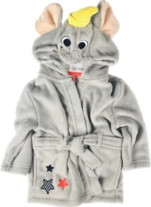 Disney Kleinkind grau Langarm Kapuze bestickt Sterne Dumbo Bademantel Gr. 2T - Bild 1 von 5