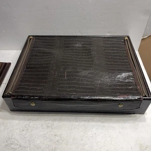 Vintage Silberbesteck Truhe 17x13" Faux Kroko mit Pacific Silver Tuch - Bild 1 von 14