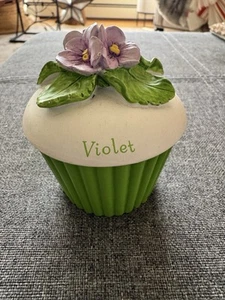 Vintage Hallmark Birthday Cupcake February Birthday Violet Trinket Jewelry Box - Picture 1 of 5
