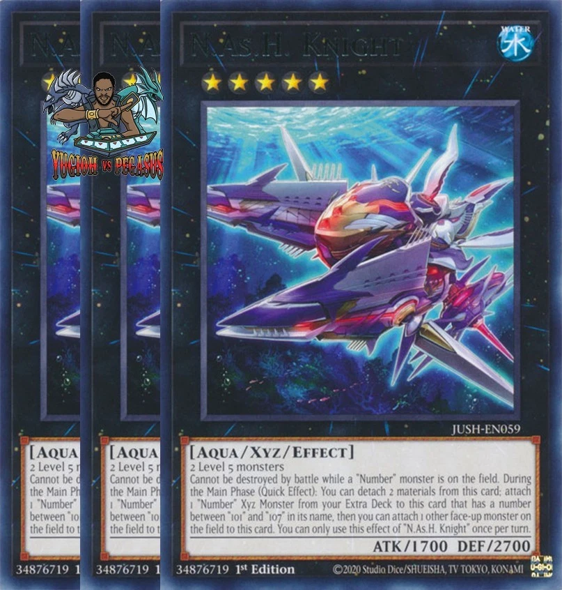 Yugioh! 3x N.As.H. Knight JUSH-EN059 Rare 1st Ed NM - Image 1 of 1