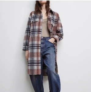 Zara Karo Karo Long Shacket Damen Small Overshirt Shacket Herbst Winter Trendy - Bild 1 von 15