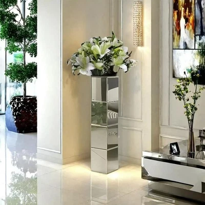 28-дюймовая высокая напольная ваза, зеркальные серебряные вазы, большая цветочная ваза для домашнего декора, Mi... - Изображение 1 из 4